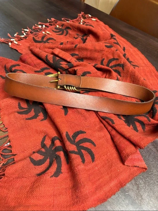 Anthropologie Multi Keeper Leather Belt in Cognac - Picture 7 of 12